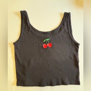 🍒 Brandy like Cherry Lace Trim Cami Tank Top by Obsessed Love Cropped L 🍒